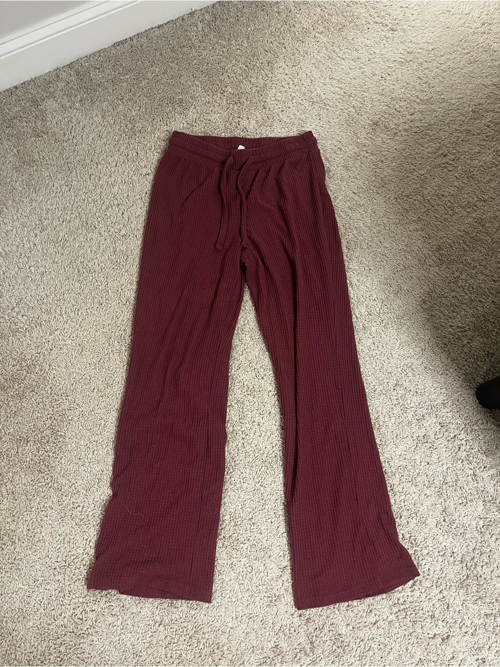aerie Wine Ribbed Wide-Leg Lounge Pants